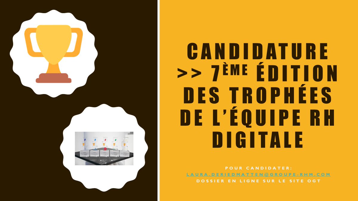GroupeRHM's tweet photo. ⚠️🖍️À VOS MARQUES - PRÊT - CANDIDATEZ 
#TERHD ! Pensez à postuler 
Ces trophées ont pour vocation de récompenser une entreprise &amp; une équipe au travers d’un projet initié, en matière de digitalisation RH à la digitalisation de l’entreprise. Dossier >>
https://t.co/vBqUubdOoX https://t.co/D8v20inAS3