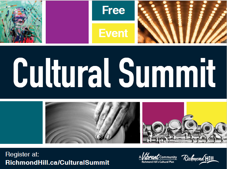 RHCulturalPlan's tweet photo. Celebrate arts & culture in your community at the #RHCulturalSummit on March 31!
Register for the FREE Event -RichmondHill.ca/CulturalSummit
See you at the Cultural Summit! https://t.co/lqMLPEZhQE