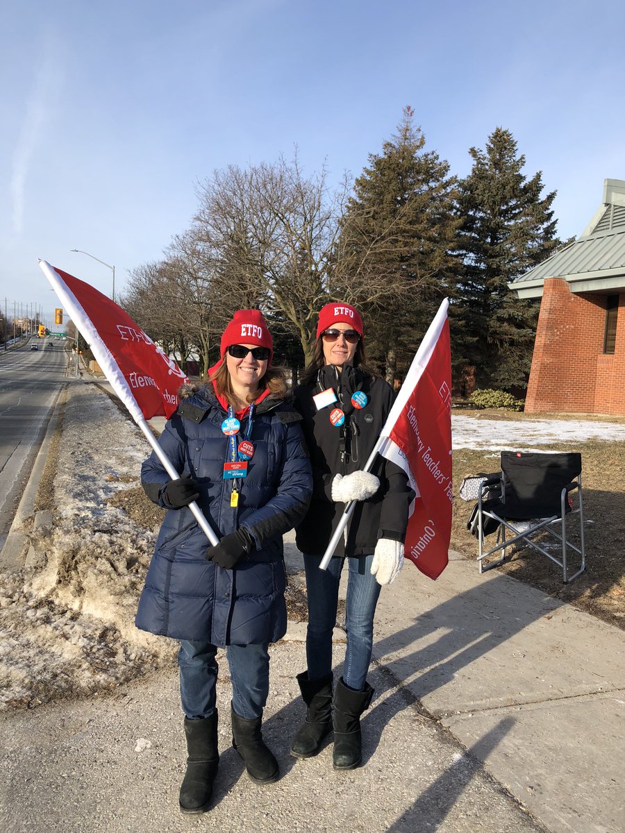DurhamDECE's tweet photo. Let’s go. Join us on our journey as we travel through #Durham  today .  First stop; joining our Durham Catholic #DECE colleagues. This fight is all of ours.  #solidarity #istrikebecause #kindergartenworks #ETFOstrong @ETFOeducators https://t.co/QjSry7w0Gy