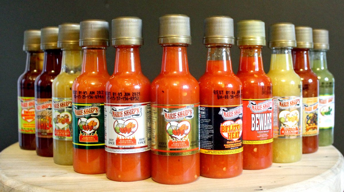 SharpsMarie's tweet photo. 16 flavours of habanero sauce.  The #1 hot sauce from Belize.  #mariesharps #mariesharp #mariesharpcanada #hotsauce #hotones #hellfire https://t.co/V5Zb1BLqN0
