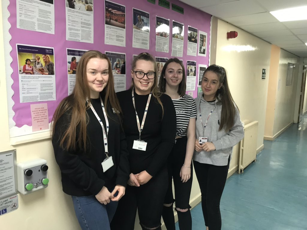 HascSjr's tweet photo. Congratulations to Charlotte, Molly, Sarah and Lois who have received offers from universities! They have received offers from Leeds Beckett, Chester, Keele, Salford, UCLAN and Cumbria for Adult Nursing, Midwifery and Child Nursing. #soproud#welldeserved https://t.co/vxGbGO9Vbo