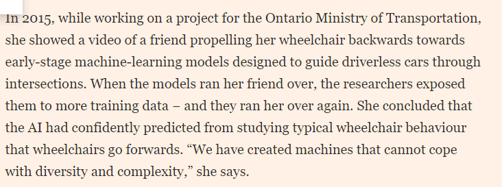 senseaboutsci's tweet image. As discussed in our #DataScienceGuide this article highlights that before AI is used to make decisions it must have undergone real world testing. The fact that algorithms learn from historical data means that unexpected variables are hard to account for ft.com/content/f5bd21…