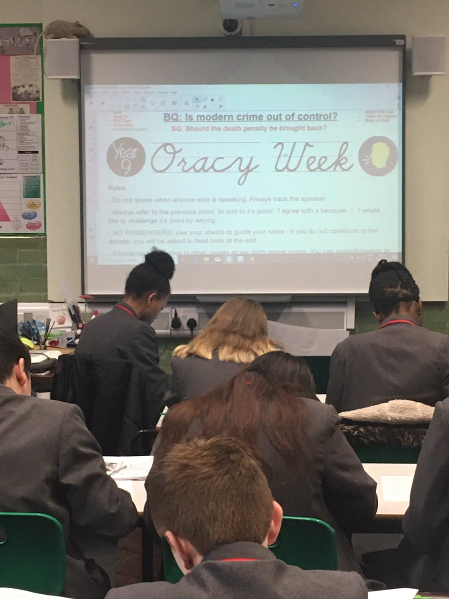 9C prepping for their Socratic debate this morning! Some brilliant points made. I was especially impressed with Janet, Cole, Lorna, Charlie, Leo, Rhys, Samiah, Billie & Helen. Bring on the big clash between mine & Mr Walker’s 9D classes tomorrow 💪🏼 #oracyweek #deathpenaltydebate
