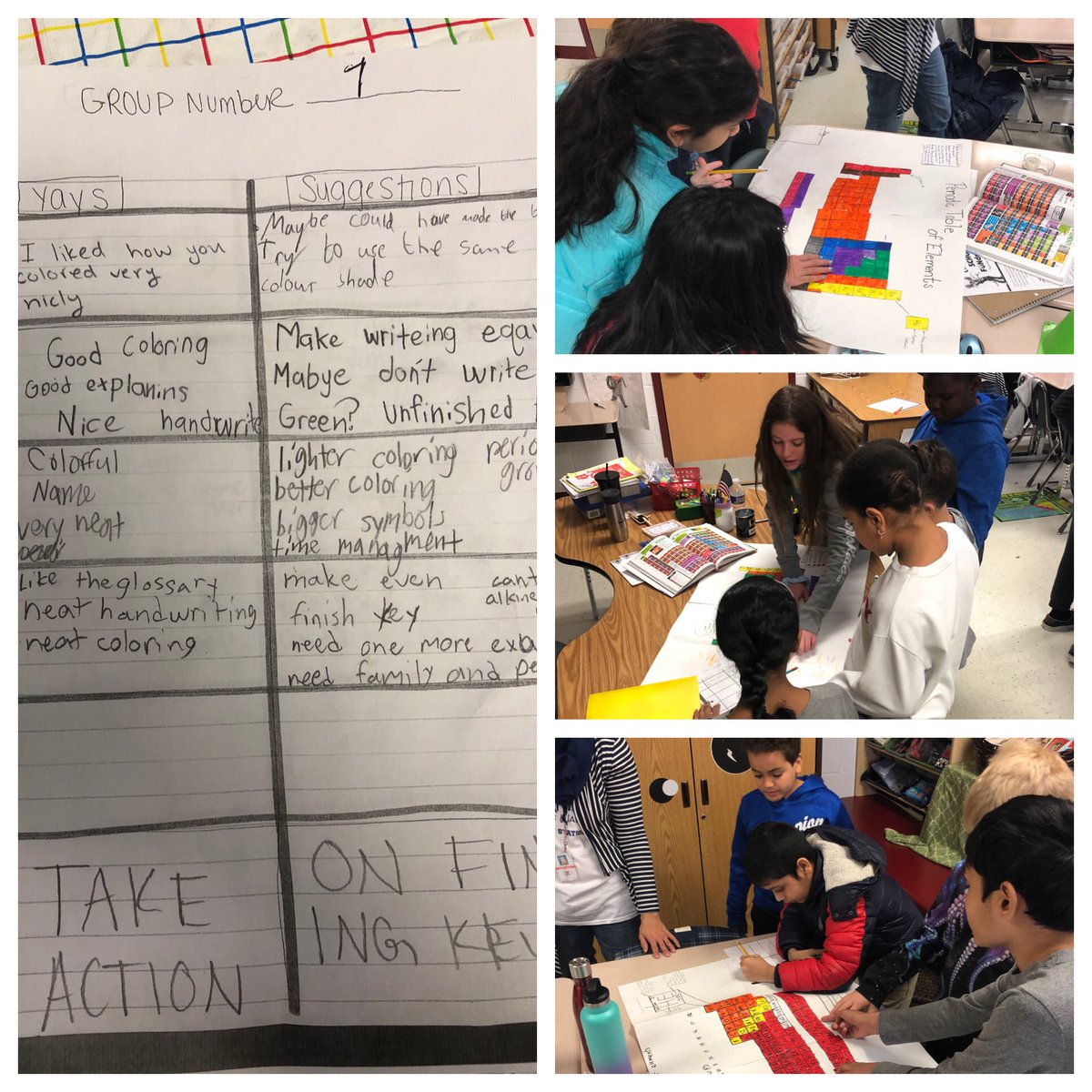 #PBL groups provided each other  feedback on their Periodic Table posters, and then groups chose one item to take action on before turning in their final product.