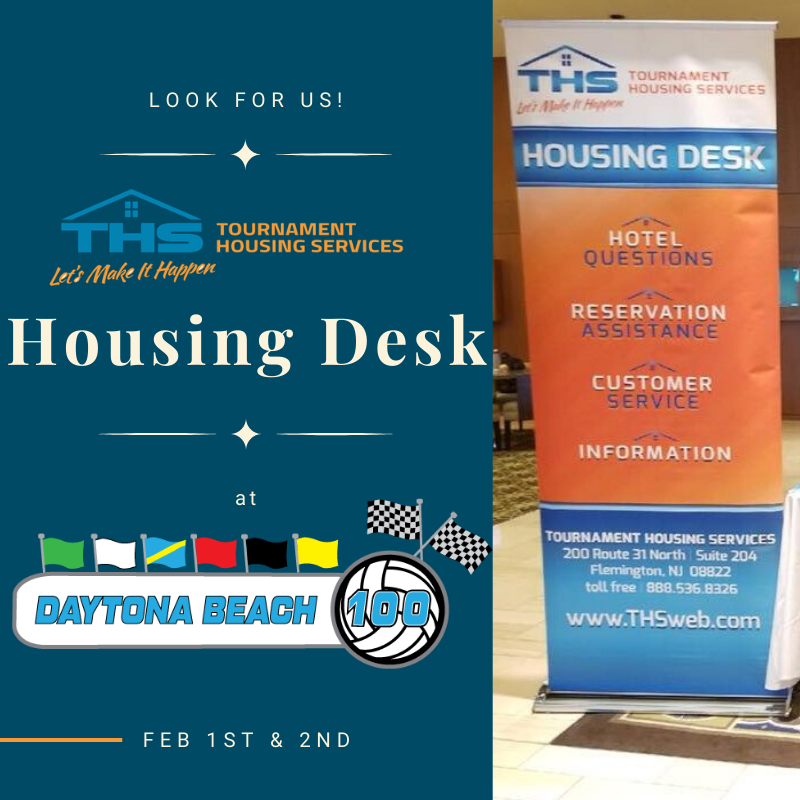 THSCompany's tweet photo. Look for representatives Holly and Michele at our Housing Desk this weekend at #DaytonaBeach100! 

And good luck to everyone participating! 🏐 https://t.co/rPOIjIY3US