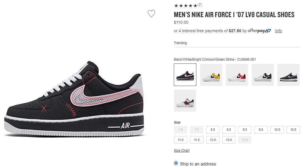 afterpay nike air force 1