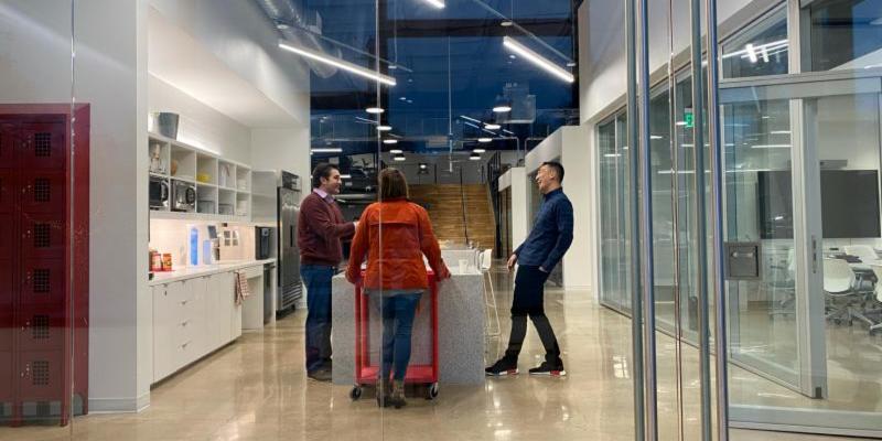 Design team meeting around a table