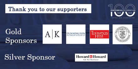 federalbar's tweet photo. Our dedicated #FBA100 Organizational Sponsors are supporting initiatives that will fuel our next 100 years – do you want to join the circle?
Huge thanks to @amktest808, @dunningtonlaw, @ThompsonHine, the @federalbar Foundation, and @H2_Law!
https://t.co/pEpUl80lhF https://t.co/NPkQRtmcEx