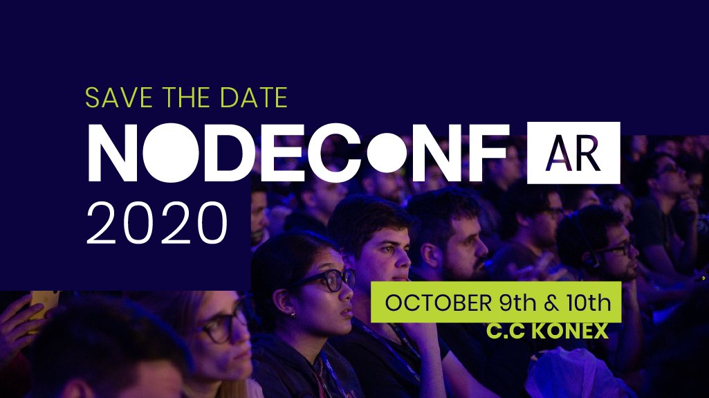 NodeConf Argentina (@nodeconfar) on Twitter photo π
Save the date! #NodeConfAr2020 will happen on October 9th-10th at <a href="/CCKonex/">Ciudad Cultural Konex</a>! π
π
Β‘La #NodeConfAr2020 ya tiene fecha! Les esperamos el 9 y 10 de octubre en el <a href="/CCKonex/">Ciudad Cultural Konex</a> π
2020.nodeconfar.com π
Save the date! #NodeConfAr2020 will happen on October 9th-10th at <a href="/CCKonex/">Ciudad Cultural Konex</a>! π
π
Β‘La #NodeConfAr2020 ya tiene fecha! Les esperamos el 9 y 10 de octubre en el <a href="/CCKonex/">Ciudad Cultural Konex</a> π
2020.nodeconfar.com