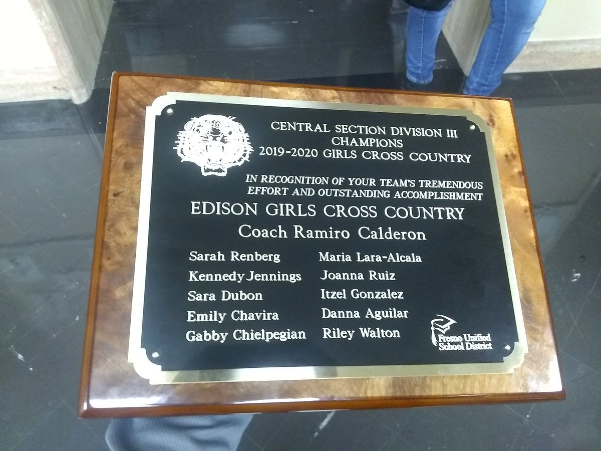 Yesterday our girls varsity cross country team was recognized at the Fresno Unified Board Meeting and was presented with a plaque for their hard work! Go Tigers!