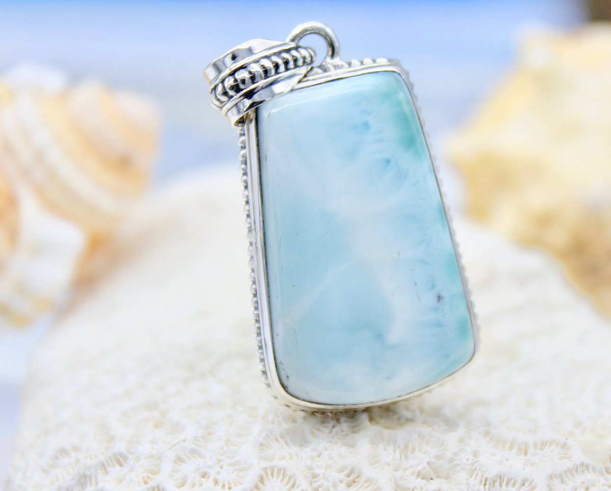 Yu2Xiaogang's tweet photo. Unique Larimar Marbled Waves Large Pendant Sky Blue  Foamy Beach Stone Sterling Silver 925 10g 50ct Trapeze Shape https://t.co/yFaKXDZOJB #etsyshop #jewelry #boho #MyBeachStore #larimar #Etsy #etsymntt #fashion #etsysocial #Caribbean #RawLarimarPendant https://t.co/fmyFvR2teJ