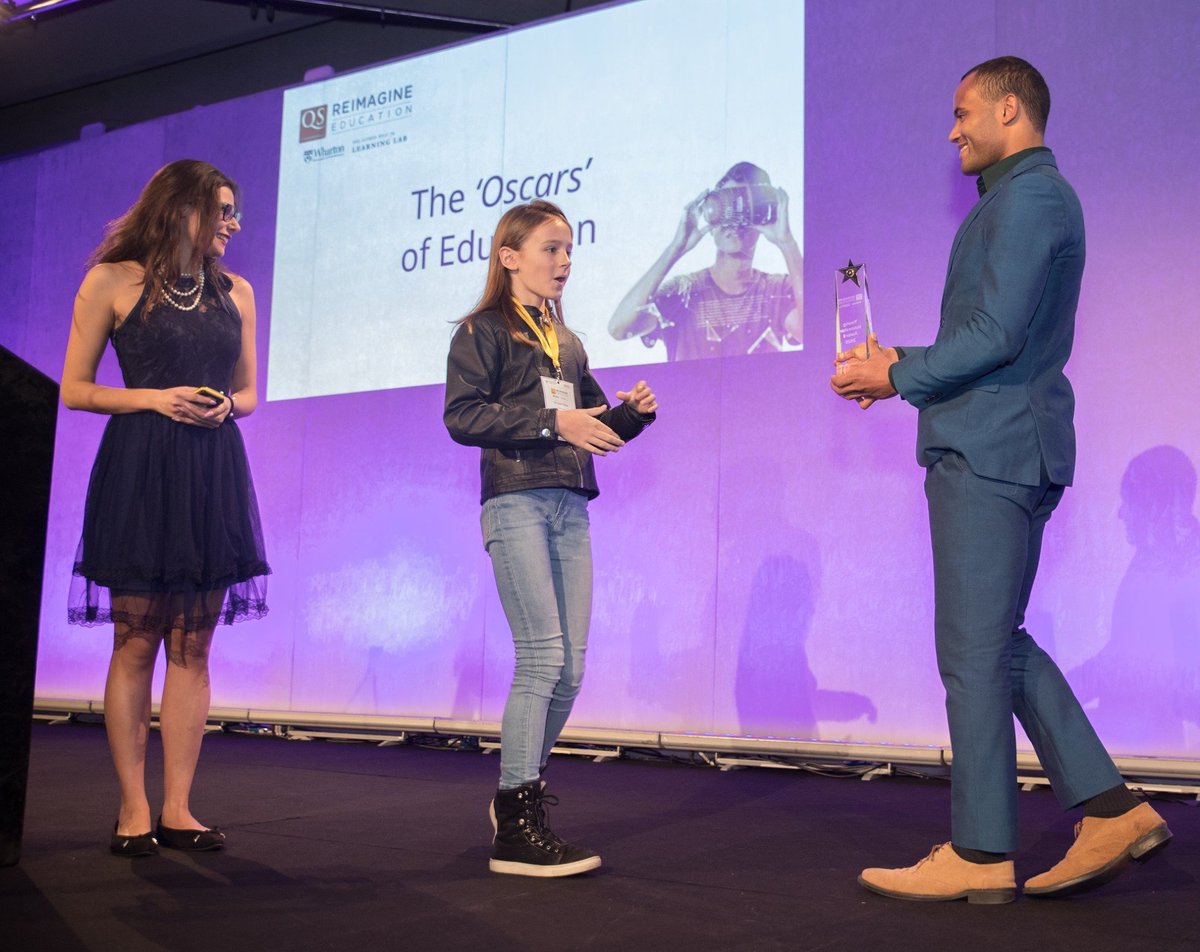 ReimagineHEdu's tweet photo. #ThoughtfulThursday 
As well as having category winners, we want to celebrate our special award winners - where we recognise innovations as diverse as programmes from from @Wharton to @TCartable, which was founded by 10 year old Lili Guyat-Michel. 

https://t.co/tvqpXMVevF https://t.co/67BR5D7f2s