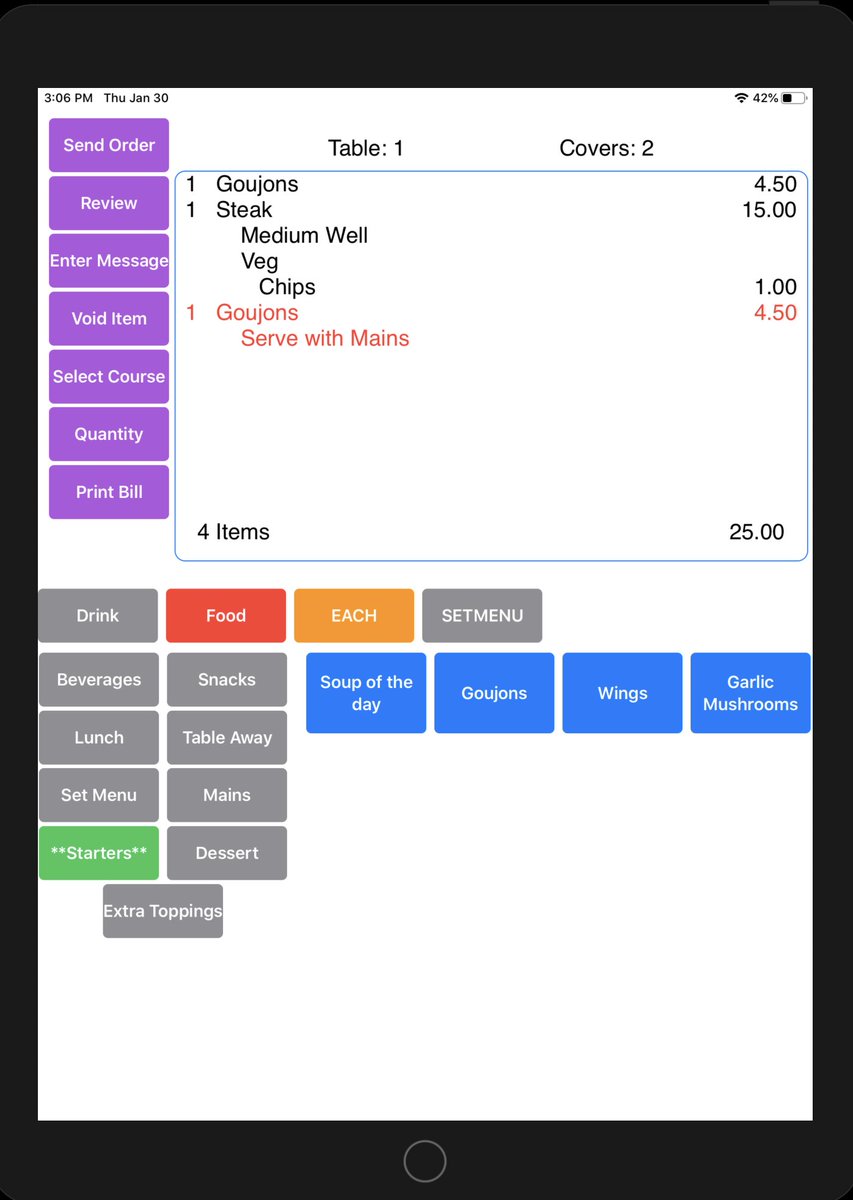 myEPOS_com's tweet photo. Polishing off the final features of myEpos OrderPad, Happy Hour pricing now runs automatically and select course function added to order starters as mains and vice versa, The app will be available in the App Store in the coming weeks. https://t.co/PBXPYTtgvp