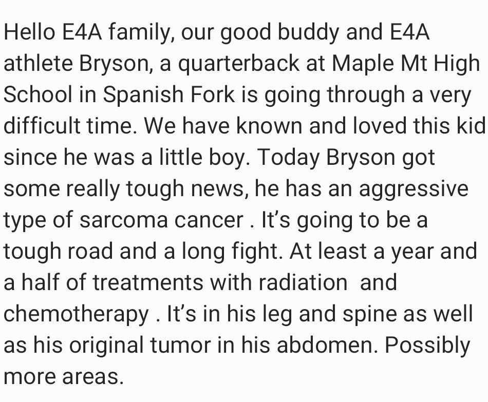 E4Afamily's tweet photo. Please pray for Bryson and his family, friends, and teammates at Maple Mnt high school.
 #EyesUpDotheWork #E4Afamily https://t.co/tJraqmoMjG