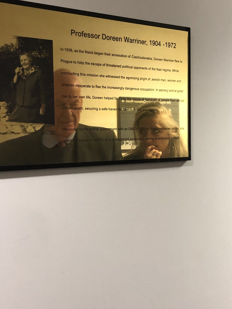 Honoured to end #HMD2020 week with the unveiling of a plaque at @UCLSSEES to Holocaust rescuer and former staff member Professor Doreen Warriner. Reflected in it are her nephew Henry and @UCL_Holocaust’s @ralenga. @barbara_winton @ucl
