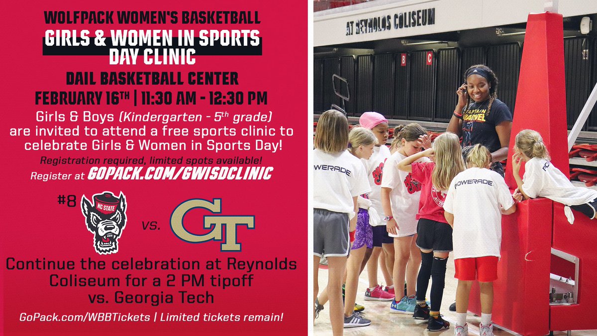 SRE  students/ families.  The game is close to being sold out, but the clinic is free (limited spots) but FREE!! You do not have to attend the game to attend the free clinic. There are also other events on campus that day (i.e. Softball game vs Illinois) #GoPackGo #ncsu
