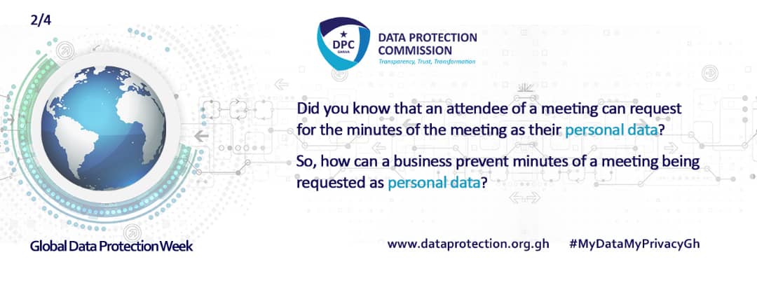 DPC_Ghana's tweet photo. Did you know that an attendee of a meeting can request for the minutes of the meeting as their personal data?

https://t.co/Dh5FgabFCa

#dataprotectionweek #dataprotection #MyDataMyPrivacyGH https://t.co/gjey7nr4ku