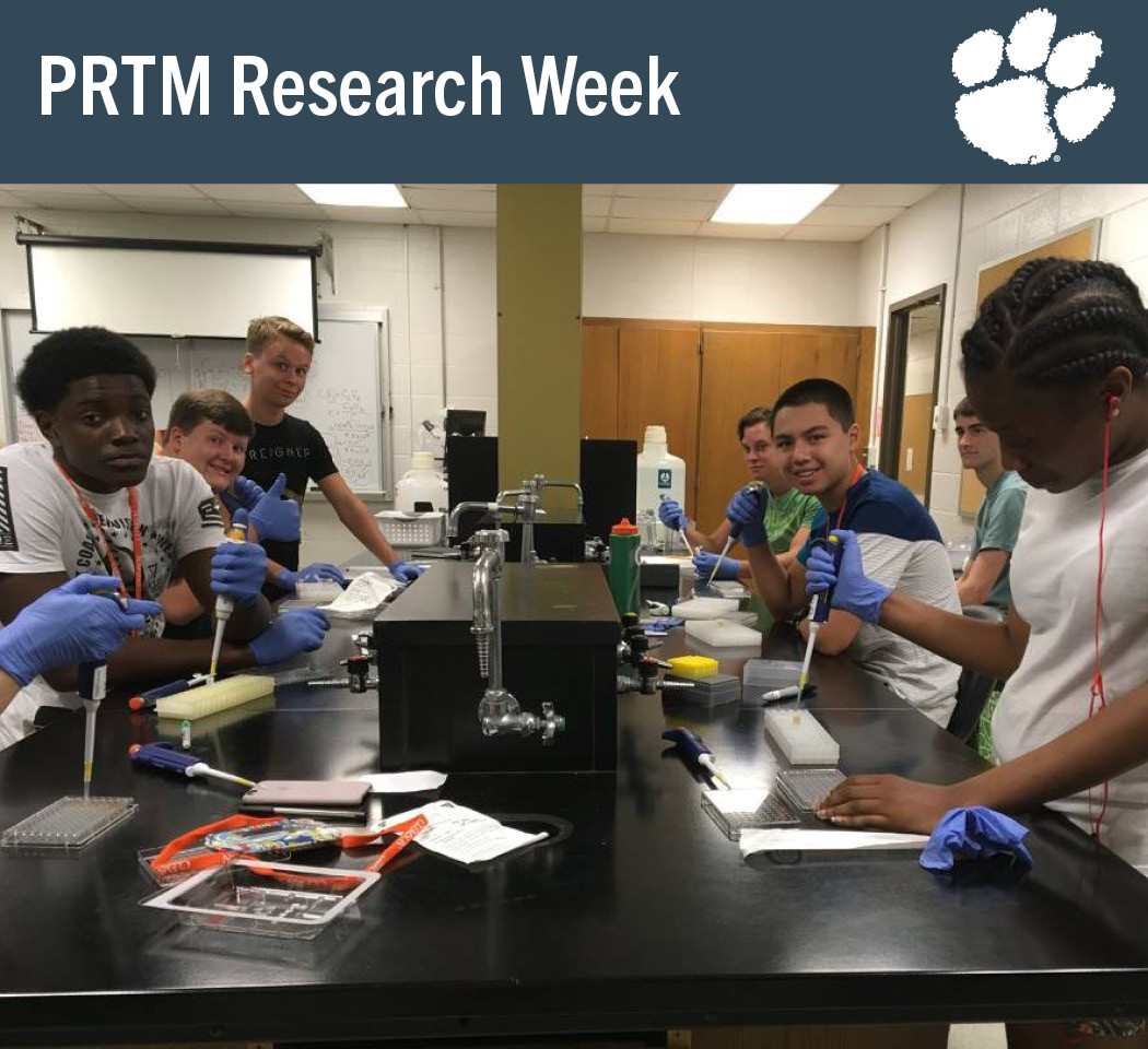 Summer Scholars participating in a STEM-focused summer camp on Clemson University campus.