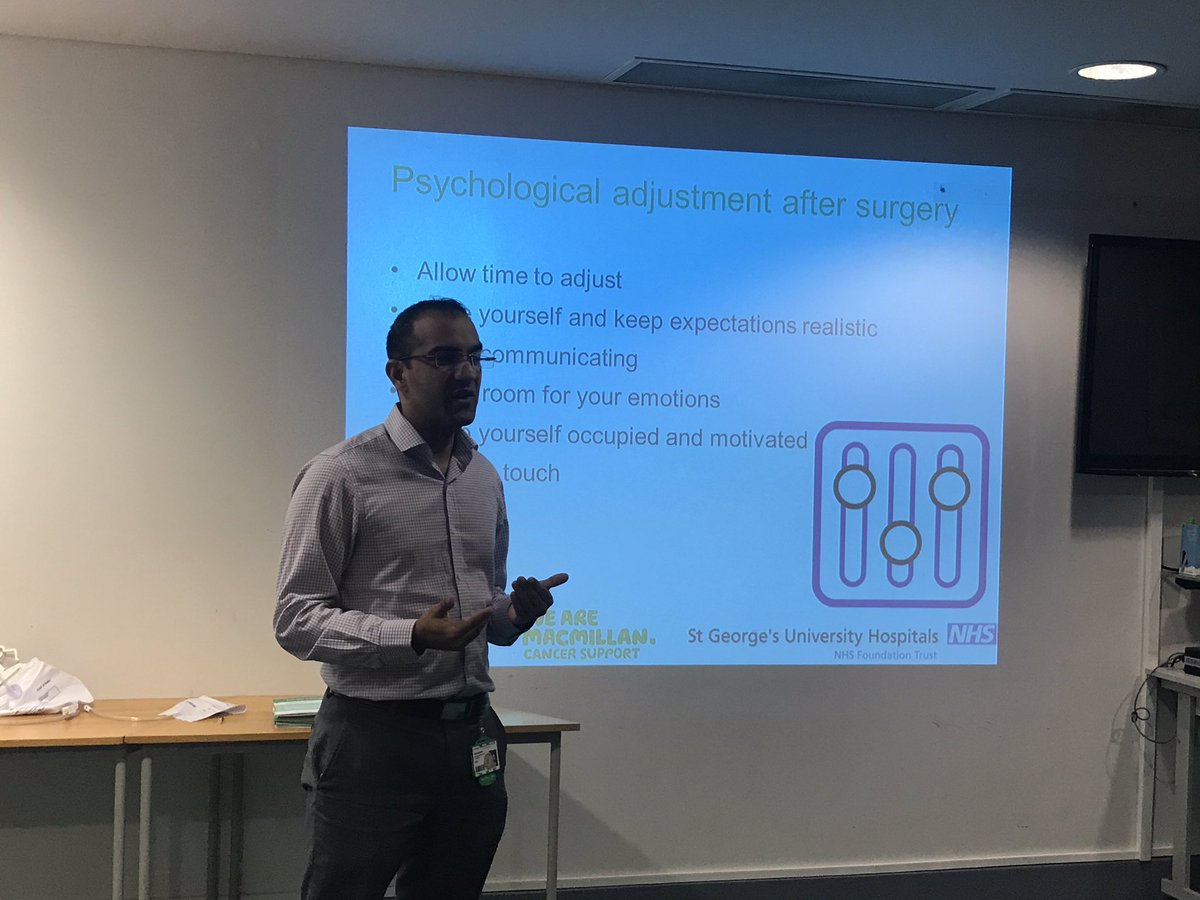 MacmillanSTG's tweet photo. All listening attentively to @sahilsuleman lead of the @CaPS_StGeorges at #GetSet4Surgery . #prehabilitation is not only about how you can prepare physically but also emotionally #Selfcare #communication #patientcare #PatientExperience @StGeorgesTrust https://t.co/HM2LUKq8dC