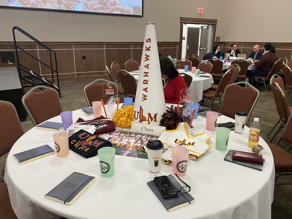 ULMCheer's tweet photo. We enjoyed welcoming guest to the University of Louisiana System #ForMyFutureConference this morning! Be sure to check out our table! #TheBestIsOnTheBayou #ULMCheer #ULSystem ❤️💛 https://t.co/ewPTvT5X1p