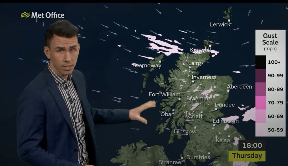 Thursday afternoon weather forecast for Scotland forecast 30/01/20 youtu.be/rv4gjRS8Jqw 
Looks like the A1 is set for another hooley. Take care if you're driving a high-sided vehicle. <a href="/trafficscotland/">Traffic Scotland</a>