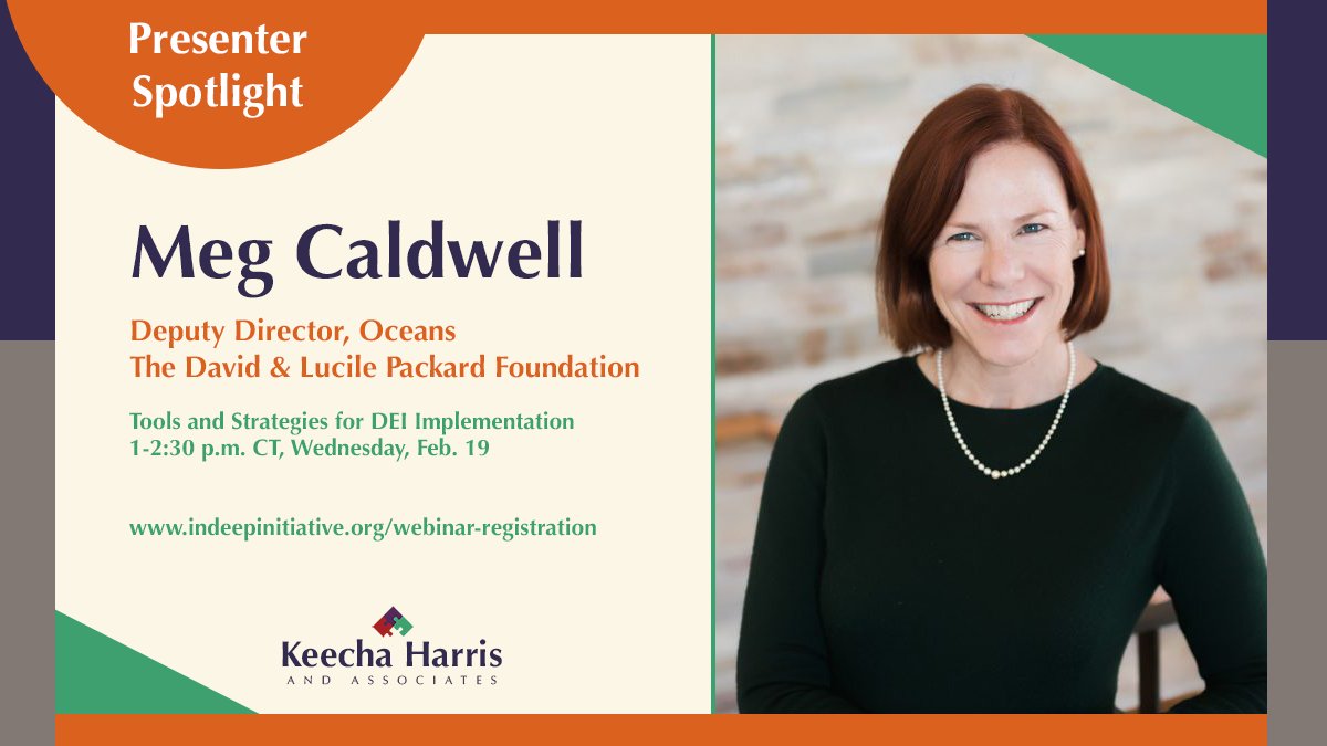 KHandAssociates's tweet photo. We're excited to welcome @PackardFdn's @CaldwellMegc (Deputy Director, Oceans) as a speaker at our Feb. 19 online learning session, Tools and Strategies for DEI Implementation.

Learn more and register: https://t.co/cwW5TIFUsl

#elearning #DEI #diversity #inclusion https://t.co/5LrhzKEoHm