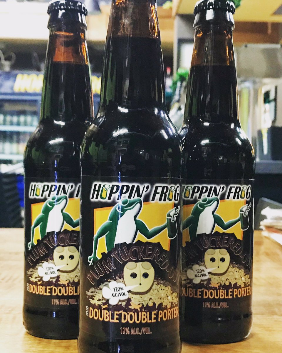 hoppinfrog's tweet photo. Intensely complex and incredibly smooth!  Plum Tuckered-Out Double Double Porter is now available on draft and in 12oz bottles to-go!  @hoppinfrogbrewery @ohiocraftbeer #hoppinfrog #akroncraftbeer #plum #tuckeredout #highabv #highgravity #porter #independentbeer https://t.co/GdF8H91ZCh