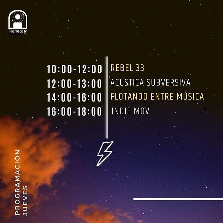 Planeta9radio's tweet photo. #FelizJueves #niners HOY en #P9R: @rebel33radio1 + @AcusticaSub + @MusicaFlotando + @indiemovradio 🚀 https://t.co/mUfKMEyIpY