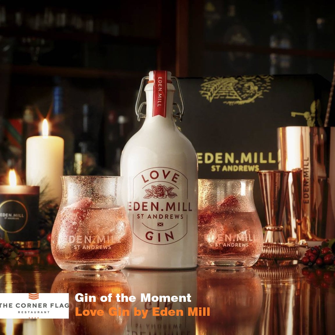 Introducing our Gin of the Moment: Love Gin by <a href="/EdenMill/">Eden Mill St Andrews</a>🍸

The famous light blush Pink Gin from Eden Mill brings together an outstanding blend of local botanicals and exotic fruits.

Available now at The Corner Flag
£3.50 a single - £5.50 a double