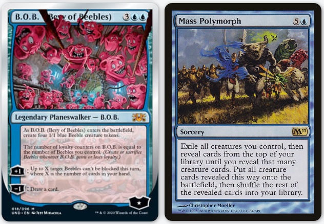What would be the most hilarious (and deadly) creature combo I could Mass  Polymorph into in this #MTGUnsanctioned #Oathbreaker deck?