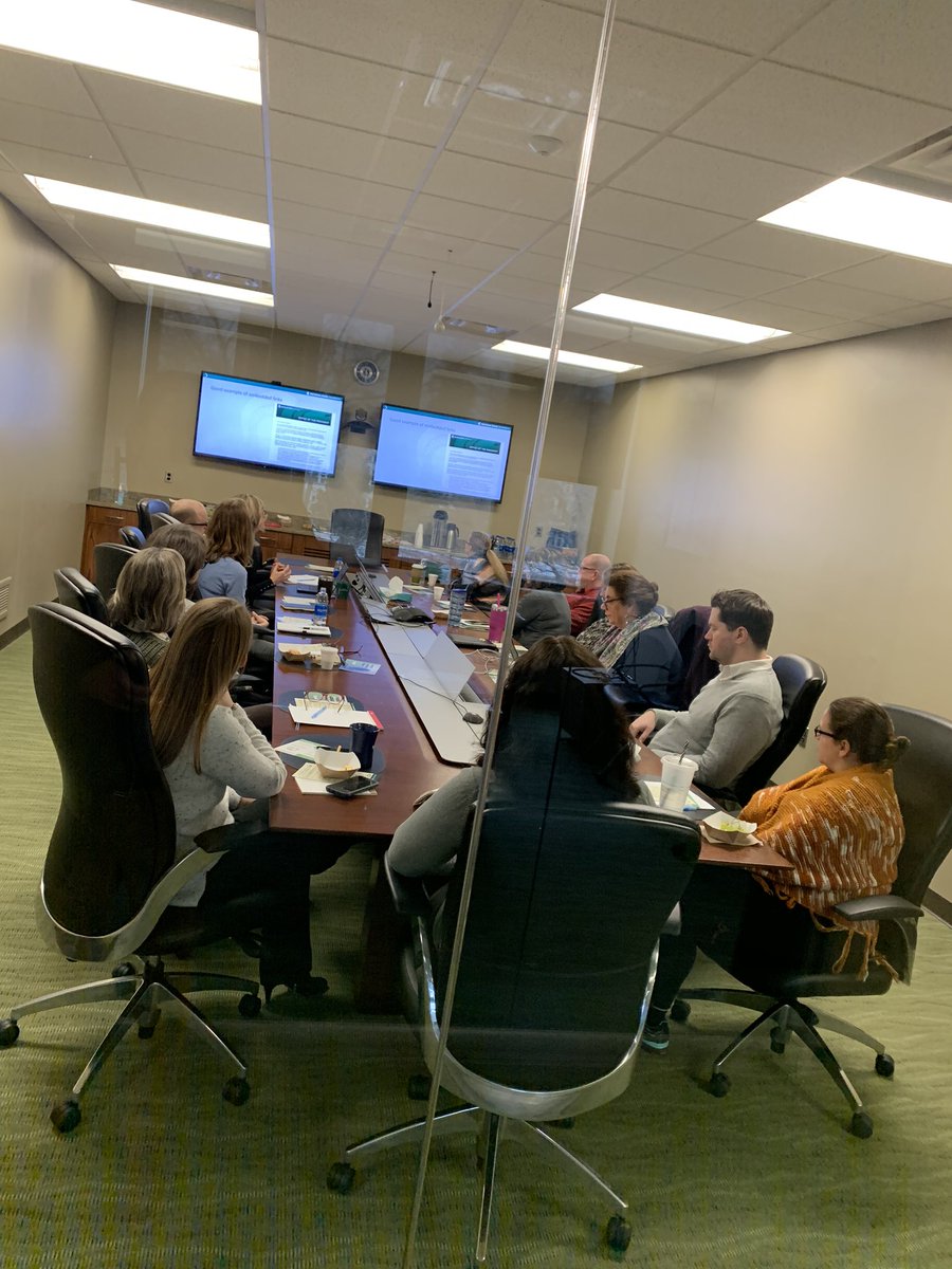 Melanie presents digital accessibility best practices to a group of 12 colleagues in a VPRGS conference room