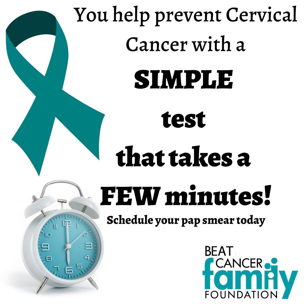 Cervical cancer is one of the most preventable and treatable types of cancers IF you get your pap smear as suggested. Women at age 21 until 29 should get a smear every 3 years, then until age 65 every 5 years. It is not too late to take control of your cervical health.