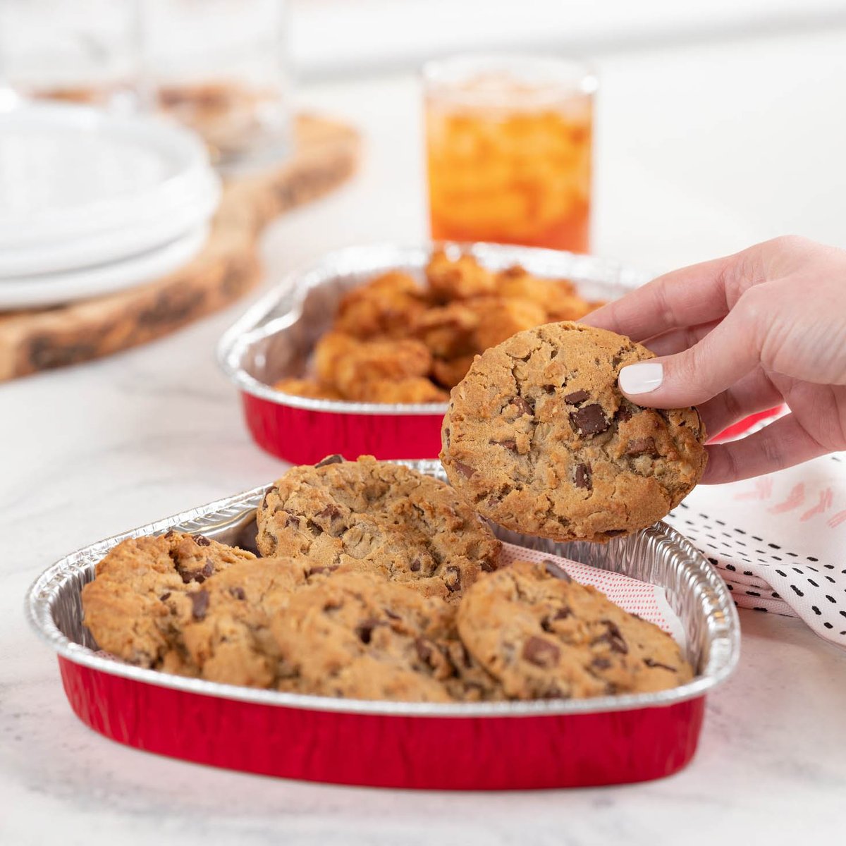 Sweeten your Valentine's celebration with Chocolate Chunk Cookies. Order your heart-shaped tray today.