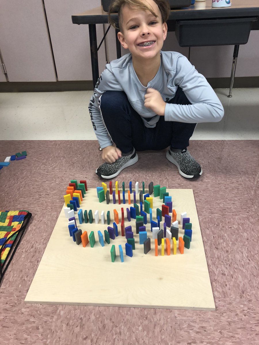 MaryDansky's tweet photo. From community building to practicing growth mindset to problem solving, we learned a LOT from dominoes! https://t.co/Sd0ZRVEeEP