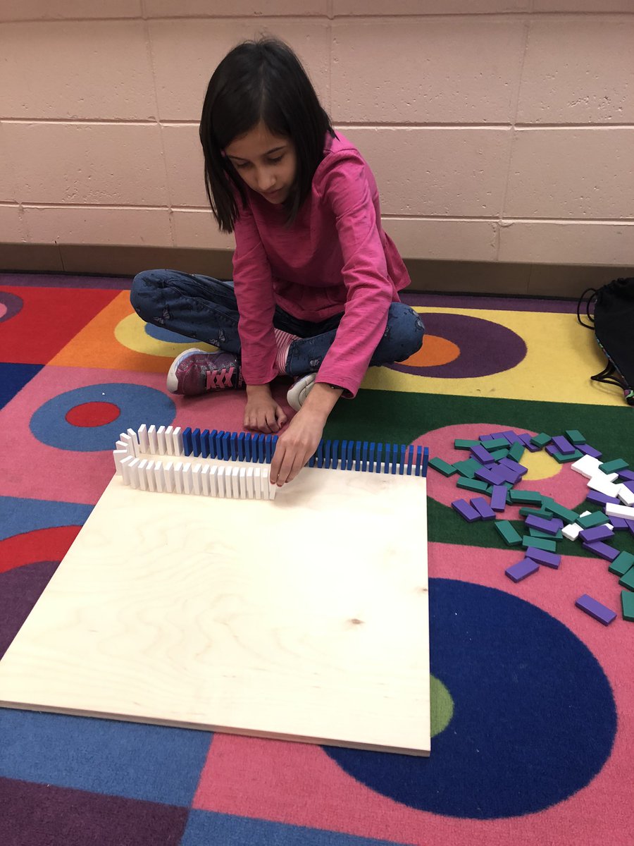 MaryDansky's tweet photo. From community building to practicing growth mindset to problem solving, we learned a LOT from dominoes! https://t.co/Sd0ZRVEeEP