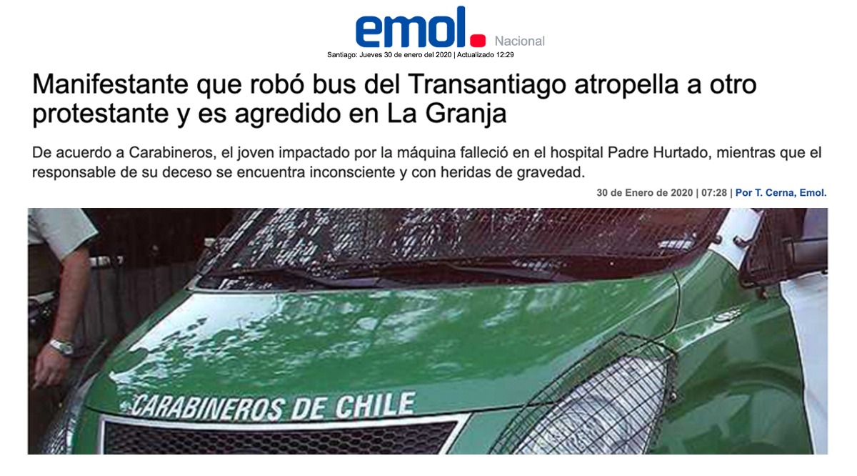 allamand's tweet photo. ¿Aparecerán @elfrente_amplio y el @PCdeChile para condenar la violencia inusitada de anoche y al delincuente que robó bus del Transantiago y atropelló a otro manifestante? https://t.co/IUY7ohsSVN