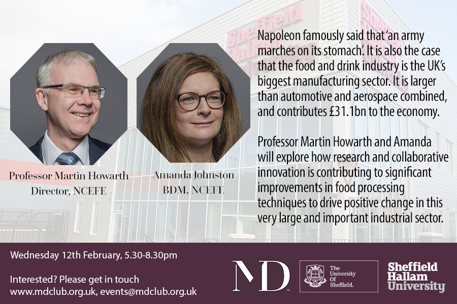 InnovNetworkSY's tweet photo. Why is food and drink important to the UK & how is @sheffhallamuni contributing to the success of this sector?
Come along to our next event to hear Prof Martin Howarth & Amanda Johnston (BDM) explore this & consider how important industry & academic collaboration is #MDClub https://t.co/IPSld7EAy7