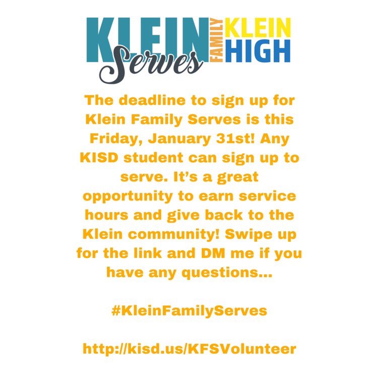 Don’t forget to sign up Bearkats ! <a href="/KleinServes/">KleinServes</a>