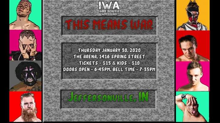 The ArenA (@thearena1416) on Twitter photo WHAT: <a href="/IWAMidSouth/">IG- @IWAMidsouth</a> Wrestling presents "This Means War"
WHEN: TONIGHT
WHERE: The ArenA
1416 Spring Street
Jeffersonville, Indiana
For more information, Please click here:
facebook.com/events/s/this-… WHAT: <a href="/IWAMidSouth/">IG- @IWAMidsouth</a> Wrestling presents "This Means War"
WHEN: TONIGHT
WHERE: The ArenA
1416 Spring Street
Jeffersonville, Indiana
For more information, Please click here:
facebook.com/events/s/this-…