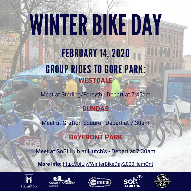 MacEMSD's tweet image. Celebrate winter cycling on Valentine&apos;s Day! Friday, February 14 is Winter Bike Day 2020. Join the celebration at Gore Park from 7:30AM-9:30AM for a coffee, Donut Monster, fruit, and fun activities on your way to work.