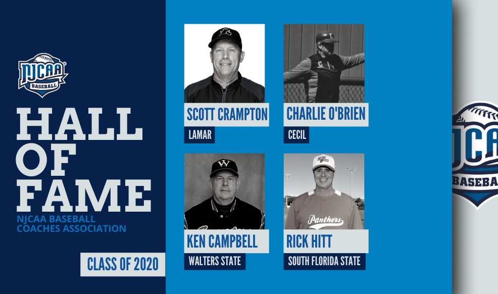 NJCAABaseball's tweet photo. Two current and two former head coaches inducted into the @NJCAA Baseball Coaches Association Hall of Fame!
Release | https://t.co/ExJl2ArxTC https://t.co/clfImDIjiY