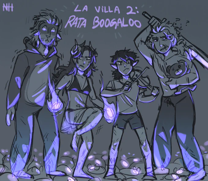 COSAS DE ROL: Disfuncionales Deluxe(tm) en pijamas vs. las ratas terribles brillantes, Alfyra hermosa preciosa de la vida, y un kenku evangelista muy decepcionado con tus decisiones.
En 5 minutos jugamos, ojala no morirse. #DnD 