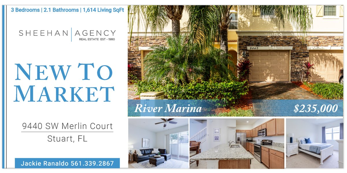 NEW TO MARKET!
River Marina 3 Bedroom townhome, Pet friendly and LOW HOA fees.
bit.ly/30ZTqPj

#newtomarket #newlisting #selling 
#southfloridarealestate #realtorlife #realestateagent
#stuartfl #stuartflorida #stuartrealestate #stuartrealtor #homesforsaleinstuartfl