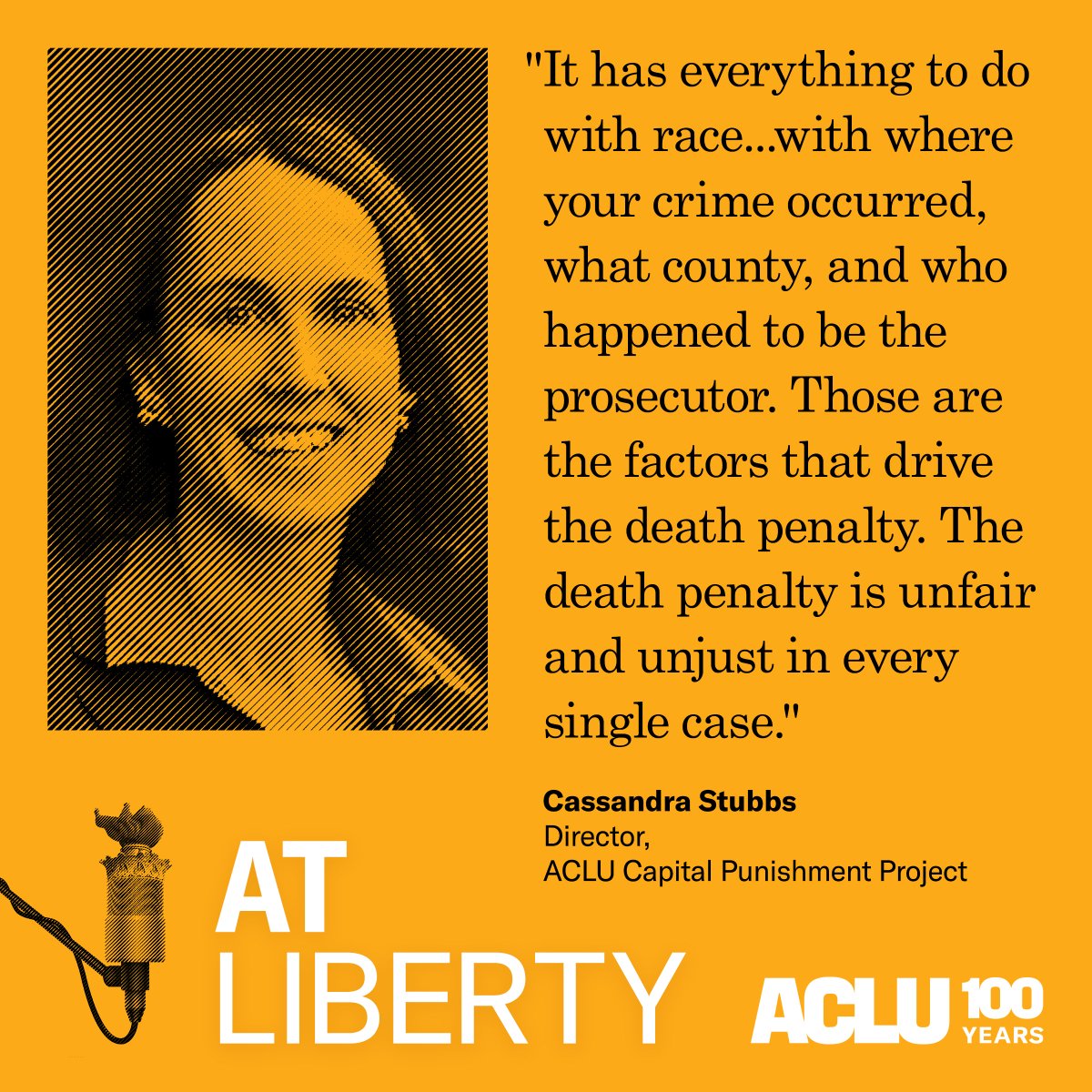 "It has everything to do with race...with where your crime occurred, what county, and who happened to be the prosecutor. Those are the factors that drive the death penalty. The death penalty is unfair and unjust in every single case." - Cassandra Stubbs, Director, ACLU Capital Punishment Project