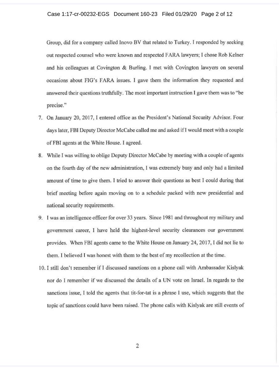 2. He hired Covington law firm to rep him re FARA inquiry by DOJ. He trusted them and relied on them. Here is where the set up began.