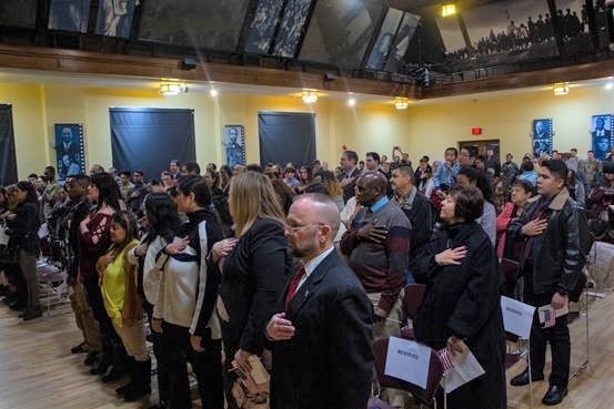 U.S. Citizenship and Immigration Services held the first of several naturalization ceremonies to make people new U.S. citizens to celebrate the statehood of U.S. states. This ceremony was on Kansas Statehood day January 29. 
