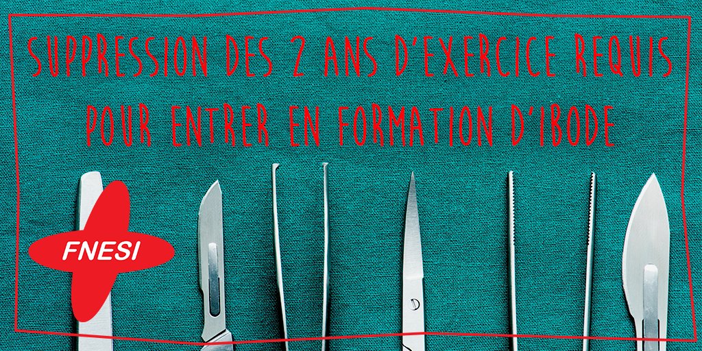 #IBODE | Un pas supplémentaire vers la démocratisation de l'accès aux #PoursuitesEtudes pour les #ESI ! 💪

👉 Les 2 années #exercice pour entrer en #études d'IBODE sont supprimées par l'arrêté du 28 janvier 2020 !