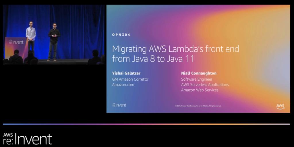 video screenshot of Migrating AWS Lambda's front end from Java 8 to Java 11 (OPN304).
