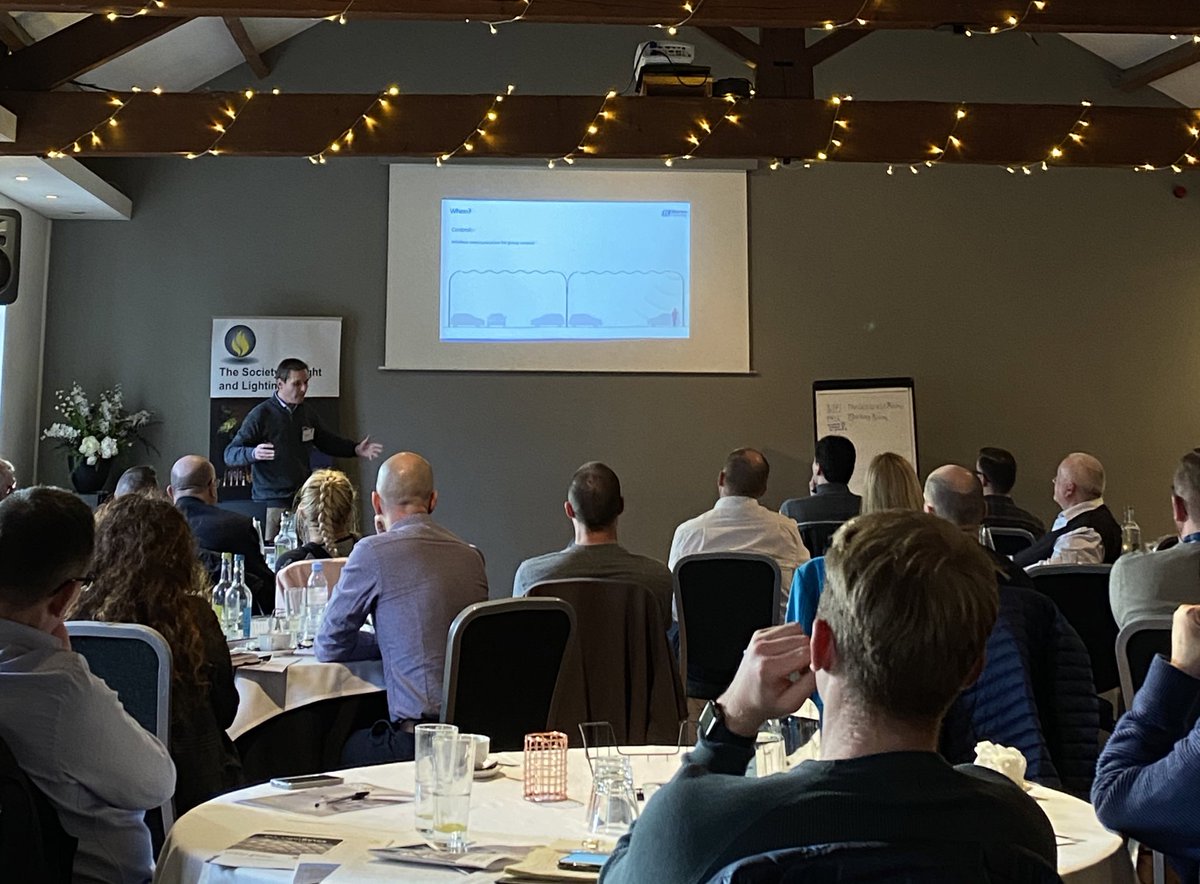 SLL100's tweet photo. Richard Caple FSLL finishes off the day with a presentation on external architectural lighting, considering design intent, environmental &amp; ecological impact, limiting obtrusive light and a number of other key aspects #LightBytes #CPD @thorluxlighting https://t.co/xm10TEteIx