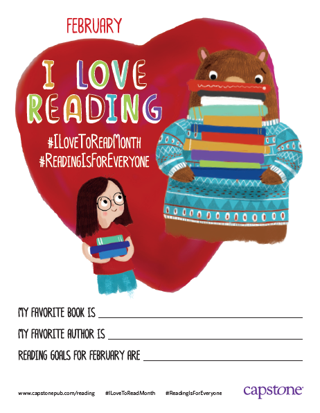 katiebcapstone's tweet photo. February is an entire month dedicated to promoting a love of reading and beginning to read. Celebrate with this adorable activity from @CapstonePub! Display to add some color in your halls! #lovetoreadmonth Get it at https://t.co/qCjxLYT4Ie #tlchat #kidlit #ReadingIsForEveryone https://t.co/sutSo189sQ